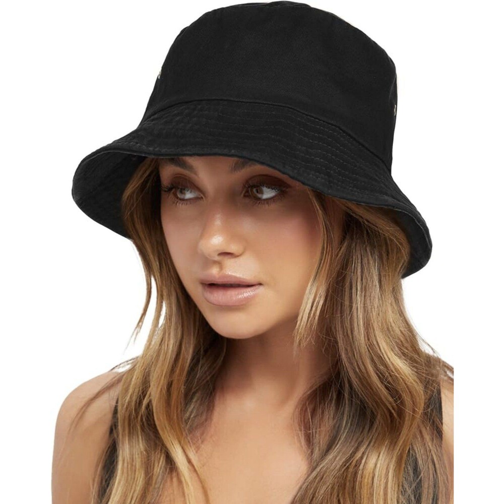 Black Bucket Sun Hat M NEW